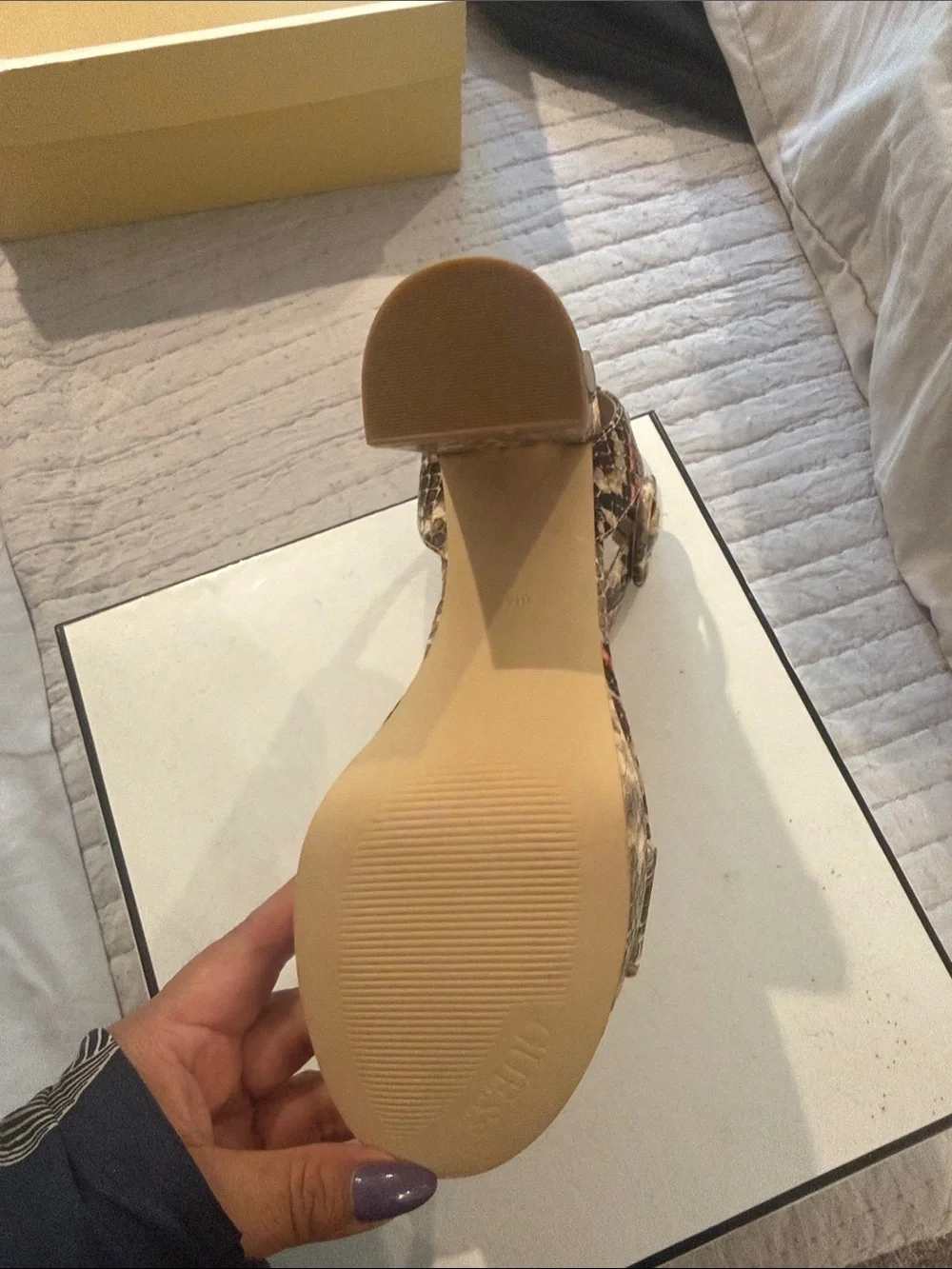 Guess Platform Heel Sandals with Gold Eyelet Detail